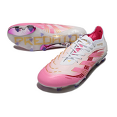 Adidas Predator 25 Elite FG White and Pink Field Boots